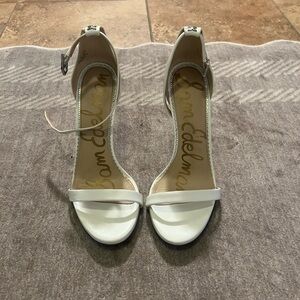 Sam Edelman White Ankle Strap Heels